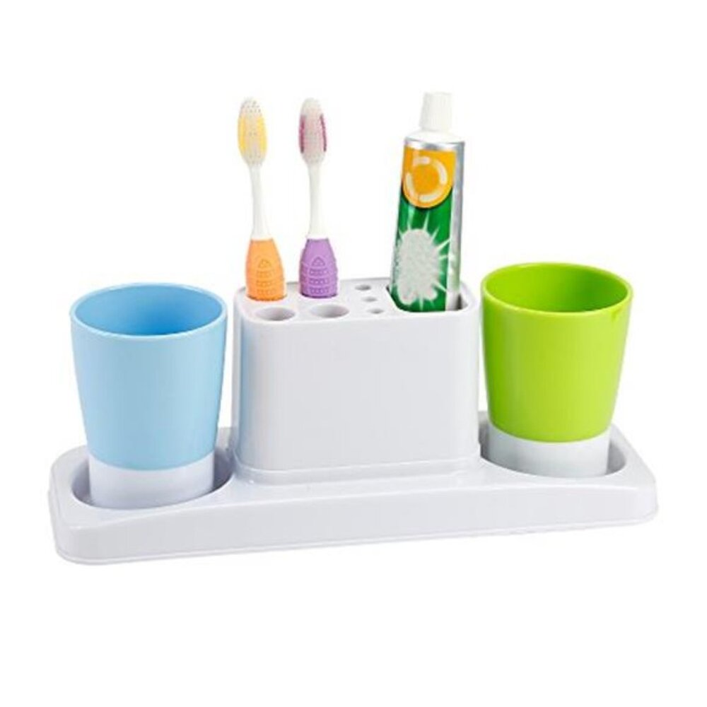 Bathroom Toothbrush Toothpaste Holder Organizer Rack Set Cups Countertop